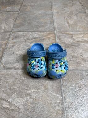 Stitch Iconic Comfort Crocs TD Shoe Size 5c Blue Slip On Clog Preowned